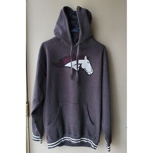 CG Pullover‎ Hoodie Adult Large Gray White Maroon Mustang Logo Kangaroo Pouch